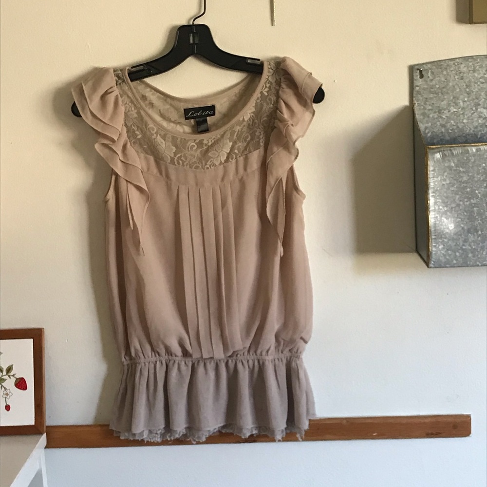 Cream blouse with lace details